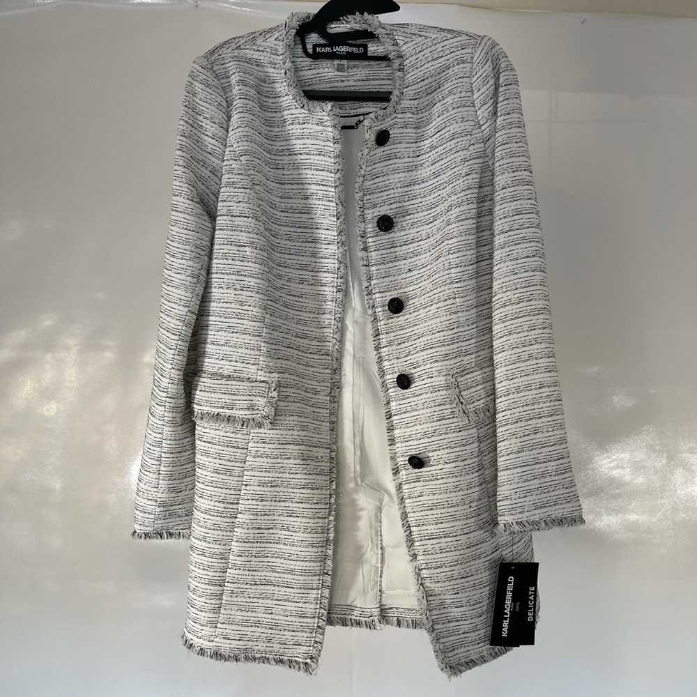 Karl Lagerfeld button down jacket white and black size 2